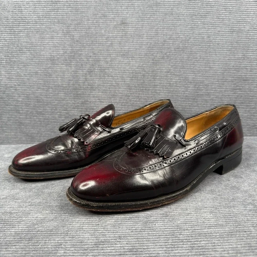 Johnston‎ & Murphy Mens Burgundy Wingtip Tassel Kiltie Loafers Dress Shoes 9 M